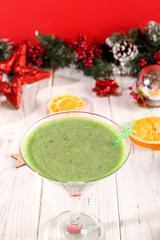 Green cocktails for New Year and Christmas