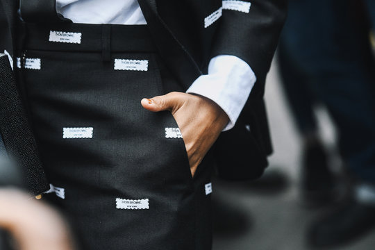 Paris, France - March 03, 2019: Street style outfit -  Janelle Monae after a fashion show during Paris Fashion Week - PFWFW19