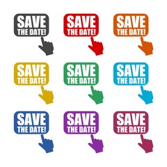 Save the date sign color set isolated on white background