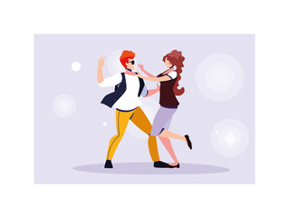 couple of people dancing in nightclub, party, dancing club, music and nightlife