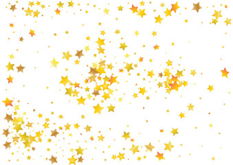 Festive glitter gold star confetti background. Abstract frame confetti texture for holiday, postcard, poster, website, carnivals, birthday and children's parties. Cover confetti mock-up. Wedding card