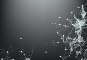 Abstract Internet connection and technology graphic design. Abstract polygonal space low poly dark background with connecting dots and lines.