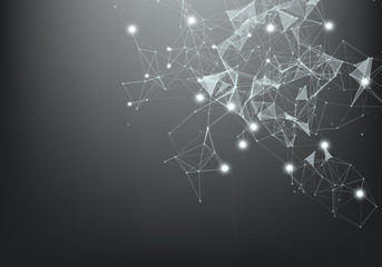 Abstract Internet connection and technology graphic design. polygonal background, geometrical backdrop with dots, lines, triangles for global web, connection, science, futuristic concept.