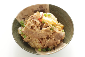 Japanese food, Gyudon simmered beef and onion on rice don