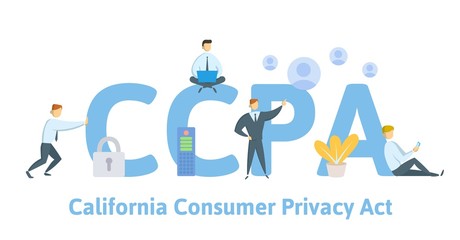 CCPA, California Consumer Privacy Act. USA data security, consumer personal data protection. Concept vector illustration. Flat style. - obrazy, fototapety, plakaty