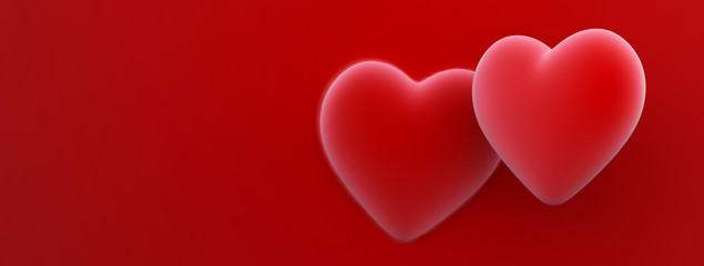 walentynkowy baner aksamitne serca na czerwonym tle miejsce na tekst 