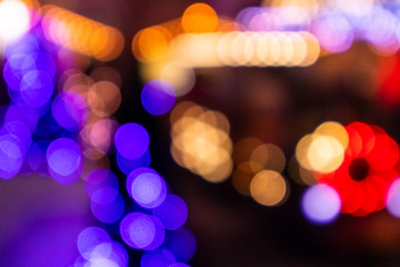 Electric night city life. Colorful lights, abstract background