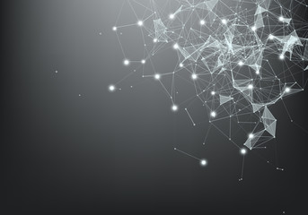 Geometric graphic background molecule and communication. Big data complex with compounds. Perspective backdrop. Minimal array Big data. Digital data visualization. Scientific vector illustration