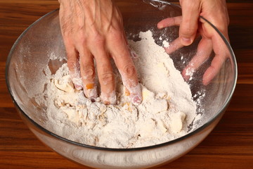 Kneading dough. Making Christmas Gingerbread Cookies