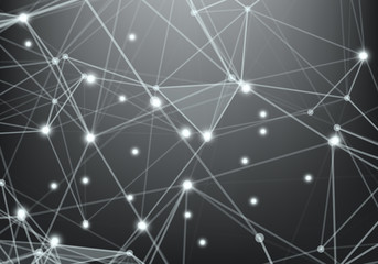 Abstract Internet connection and technology graphic design. Abstract polygonal space low poly dark background with connecting dots and lines.