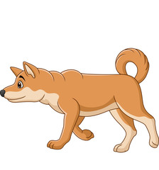 Cartoon dog walking on white background