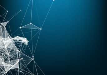 Abstract Polygonal Space Background with Connecting Dots and Lines.