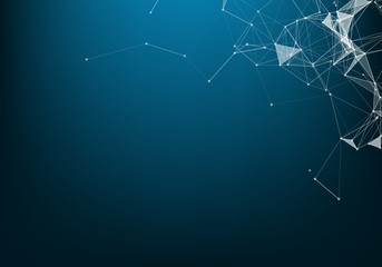 Network connection isolated on blue background. For web site, wallpaper, poster. Creative art, modern abstract concept. Big data Concept.