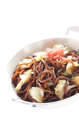 Japanese style fried noodles, cabbage and soy sauce
