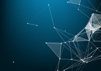 Abstract polygonal space low poly dark background with connecting dots and lines. Connection structure. Science. Futuristic polygonal background.