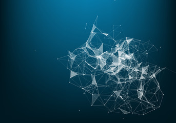 Abstract polygonal space low poly dark background with connecting dots and lines. Connection structure. Vector science background.
