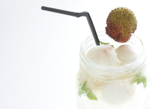 Tropical Jar Drink, Lychee And Soda With Mint