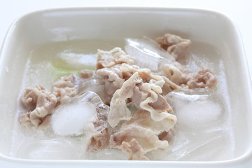 Japanese cooking, Pork salad Reishabu and ice