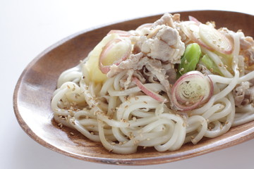 Japanese summer cuisine, Myoga ginger boiled pork salad on Udon
