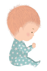 Cute baby boy with pajamas vector design