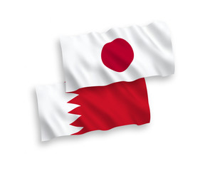 Flags of Japan and Bahrain on a white background