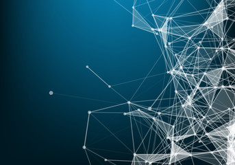 Abstract vector particles and lines. Plexus effect. Futuristic illustration. Polygonal Cyber Structure. Data Connection Concept.