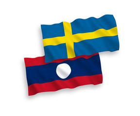Flags of Sweden and Laos on a white background
