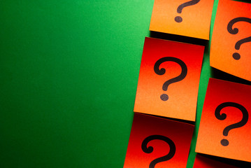 Side border of red cards with question marks