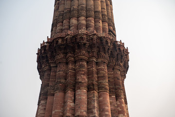 Fototapeta na wymiar Details of the Qutub Minar minaret tower in New Delhi India