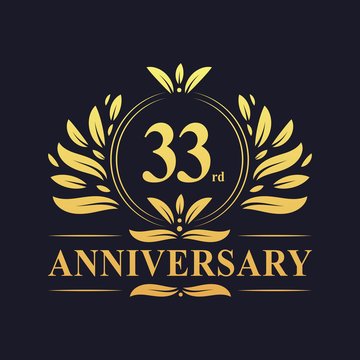 33rd Anniversary logo, luxurious golden color 33 years Anniversary logo design celebration.