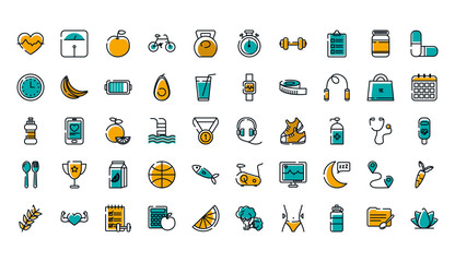 Isolated healthy lifestyle icon set vector design