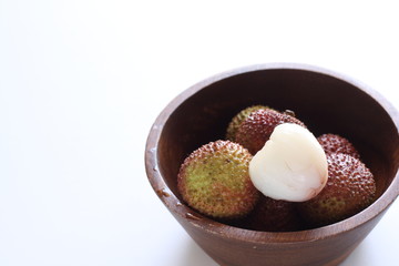 Lychee fruit in wooden for asian food image