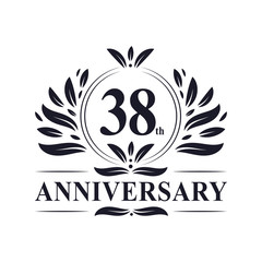 38 years Anniversary logo, luxurious 38th Anniversary design celebration.