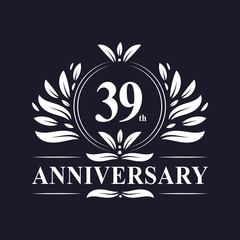 39 years Anniversary logo, luxurious 39th Anniversary design celebration.