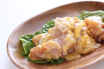 raw chicken and white background with copy space