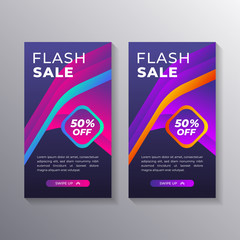 flash sale mobile banner template design, gradient modern special offer