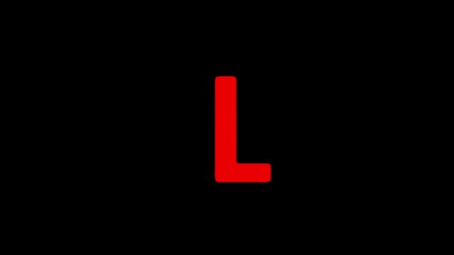 Cartoon alphabet L letter Red Icon, Background with motion of L letter, seamless loop. Cartoon animation 2D loopable.