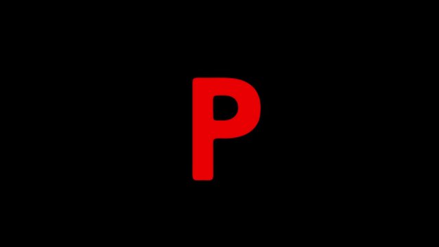 Cartoon alphabet P letter Red Icon, Background with motion of P letter, seamless loop. Cartoon animation 2D loopable.