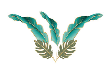 Isolated tropical green leaves vector design