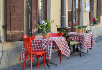 Cozy outdoor cafe in Vilnius Lithuania
