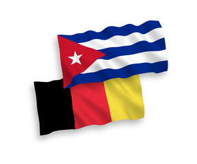 Flags of Belgium and Cuba on a white background