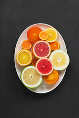 Fresh citrus tropical fruits - a source of vitamin C in the diet. Vegetarian food. Healthly food