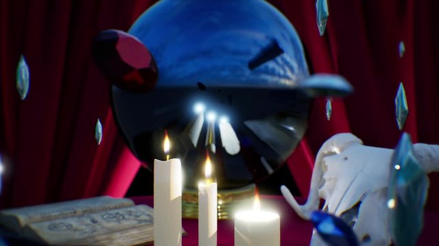 Crystal Ball Fortune Teller animated Background. Magic and Occult Knowledge. Crystal Healing. Occultism.