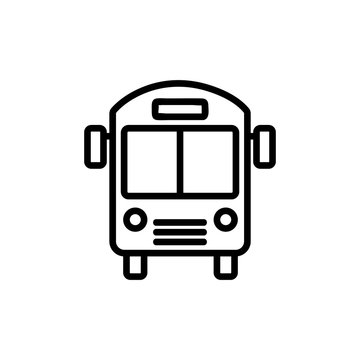School bus icon vector. A thin line sign. Isolated contour symbol illustration