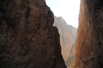 Todgha Gorge or Gorges du Toudra is a canyon in High Atlas Mountains near the town of Tinerhir, Morocco . A series of limestone river canyons, or wadi and neighbor of Dades Rivers