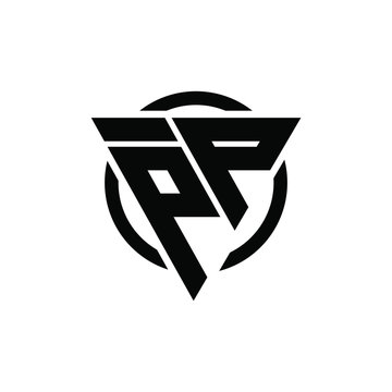 PP Triangle Logo Circle Monogram Design Vector Super Hero Concept