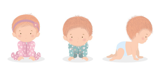 Set of cute babies vector design