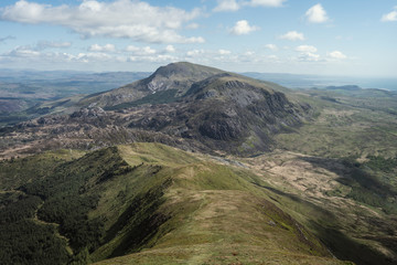 Moel Hebog mountain summit from Nantlle ridge