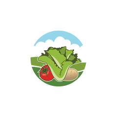 Vector of Farm logo design with lettuce, tomato and   potatoes icon eps format