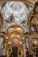 Fototapeta na wymiar One of the aisles of Catedral de Santa Maria in Valencia, Spain